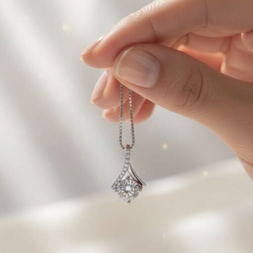 . Radiant V-Curve Solitaire Pendant