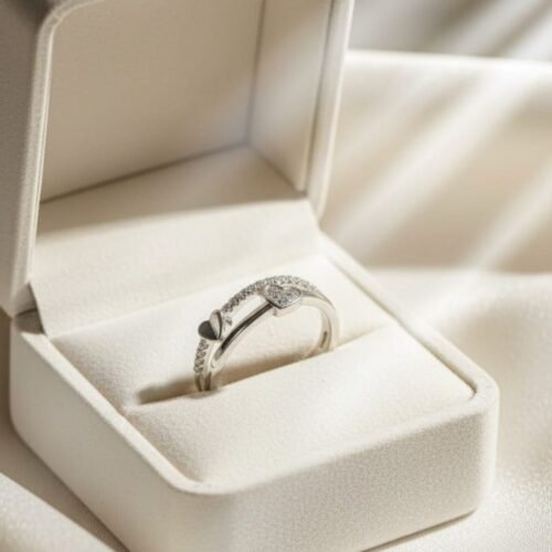 Twin Hearts Sparkle Wrap Ring