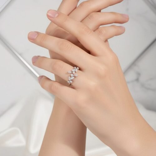 Enchanted Leaf Crystal Ring