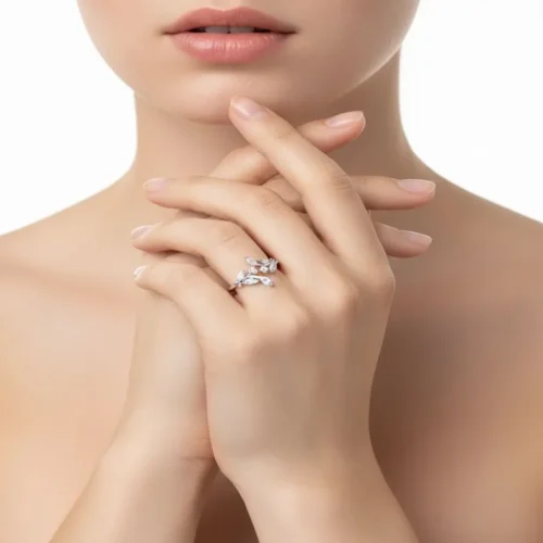 Enchanted Leaf Crystal Ring