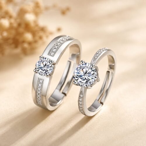 Solitare zircon couple ring