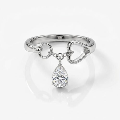 Pear diamond charm ring