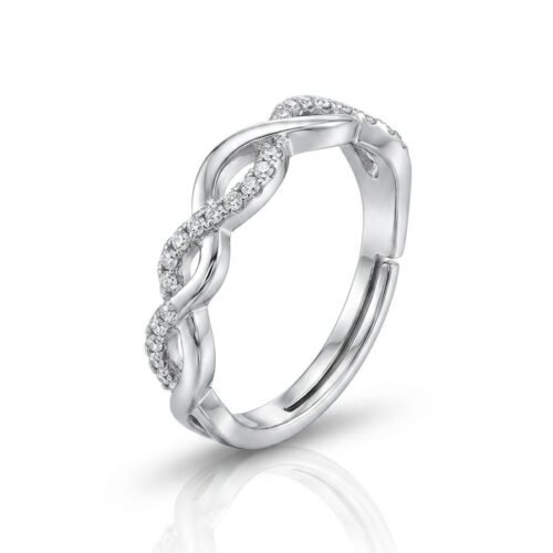 Wave entwined diamond ring