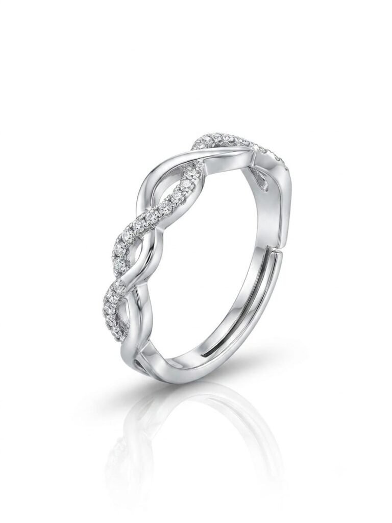 Wave entwined diamond ring