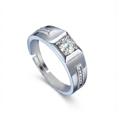 Solitare zircon mens ring
